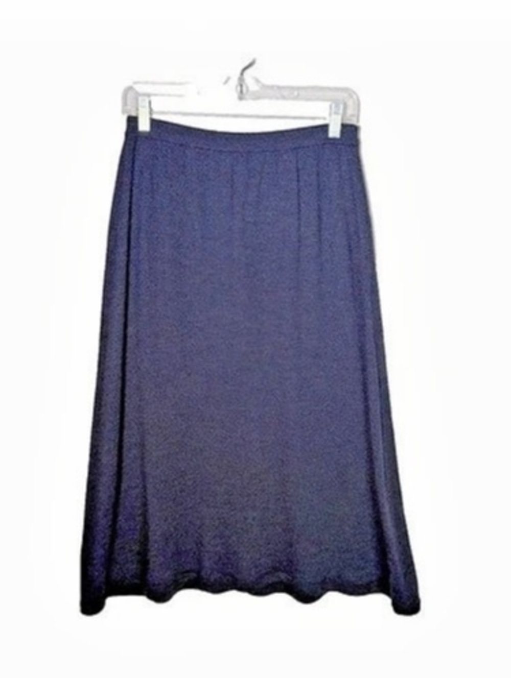 Vtg Eileen Fisher Italian Yarn Wool Knit Long Midi Skirt Size Large Navy Blue